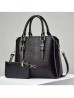 2 in 1 Faux Leather Satchel Bag 